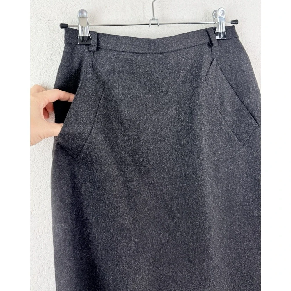 MaxMara Pencil Skirt Wool Cashmere US‎ 2 EU 32 Charcoal Designer Made in Italy